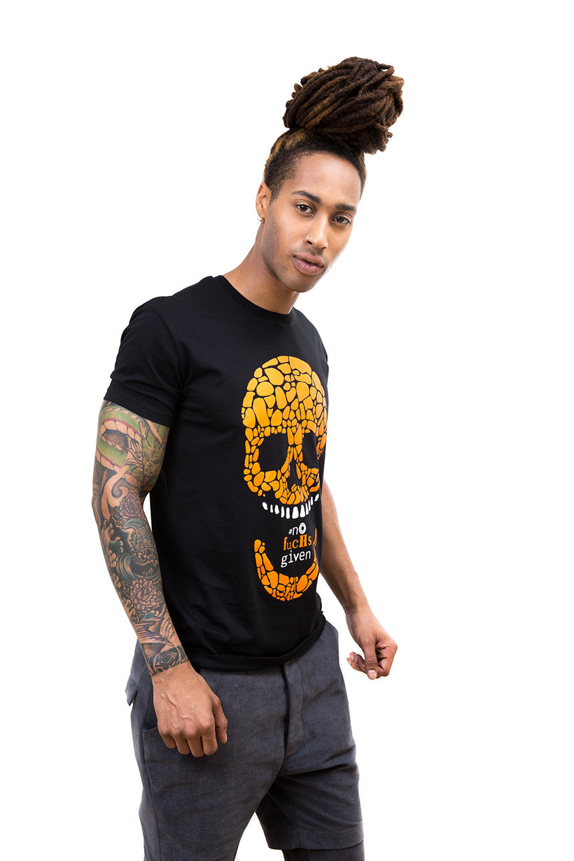 Mens Orange Skull T-Shirt