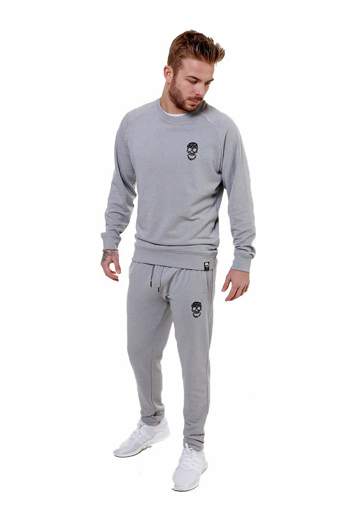 Mens Slim Fit Silver Sweatpants