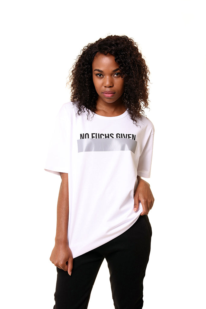 Unisex Essential Slogan White Longline T-Shirt