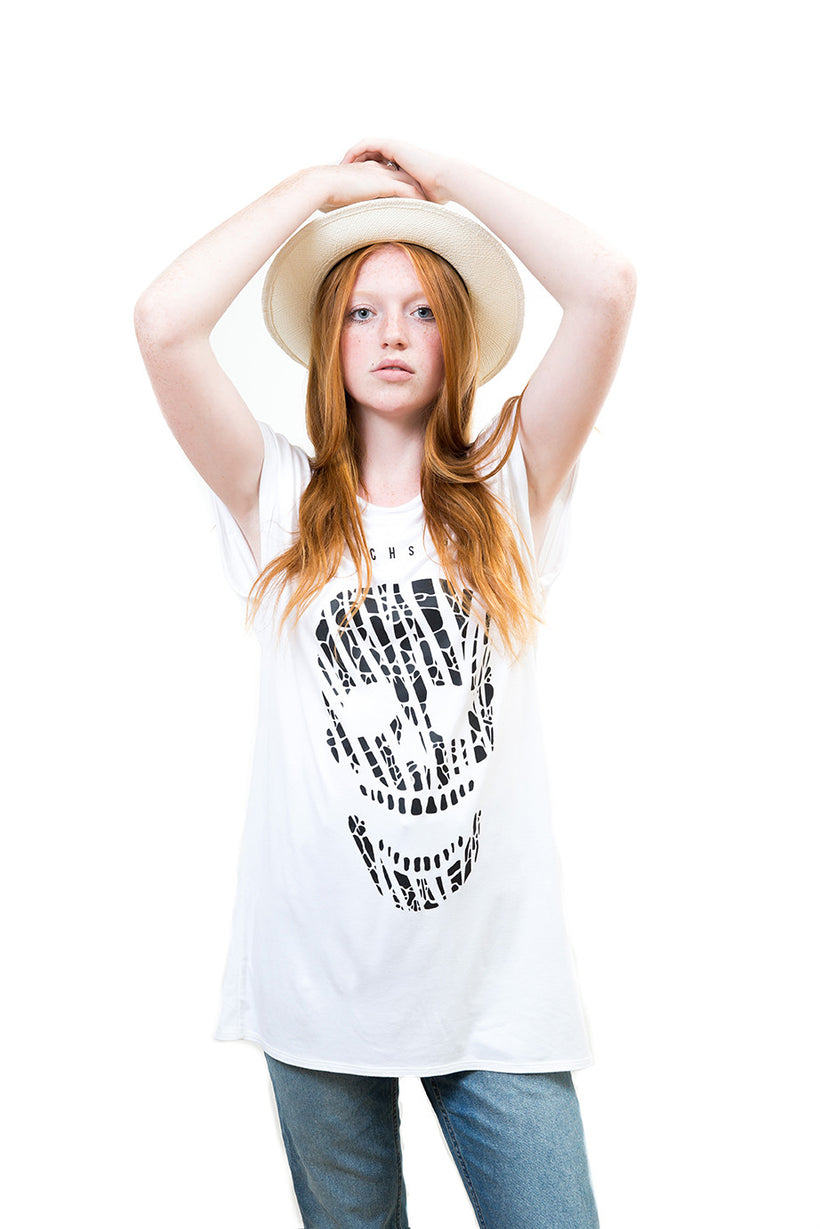 Ladies Fierce Zebra Skull Top